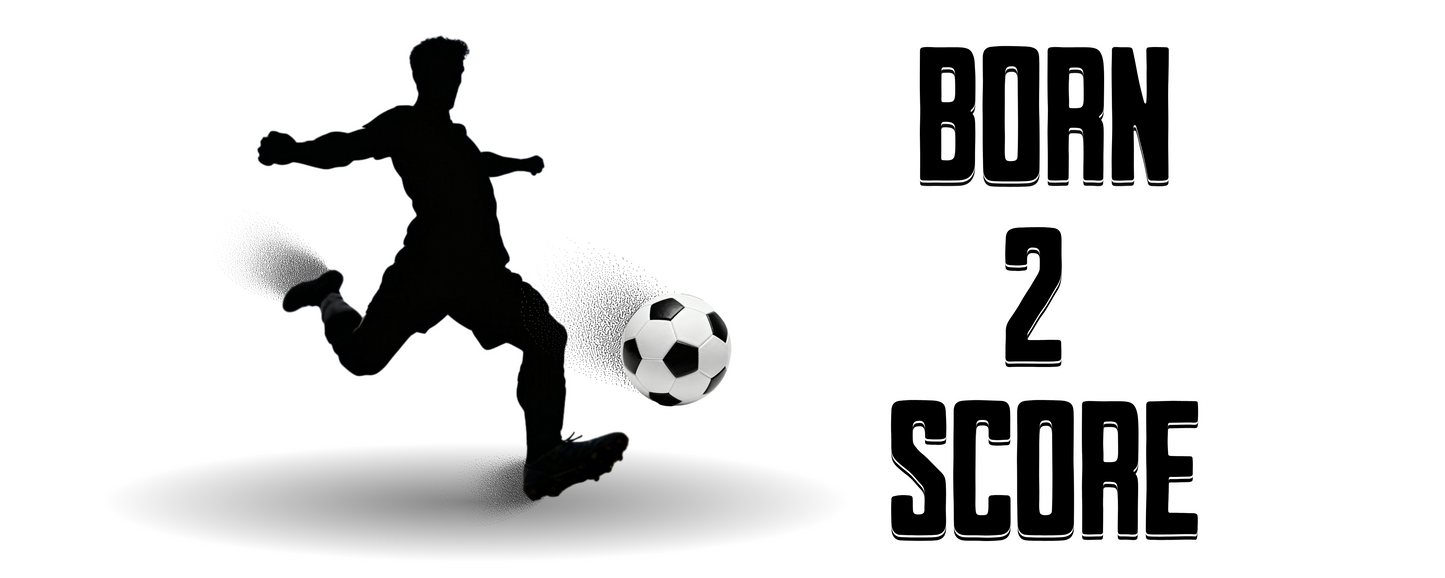 Football mug with “Born to Score” print. Ayrini Studio.