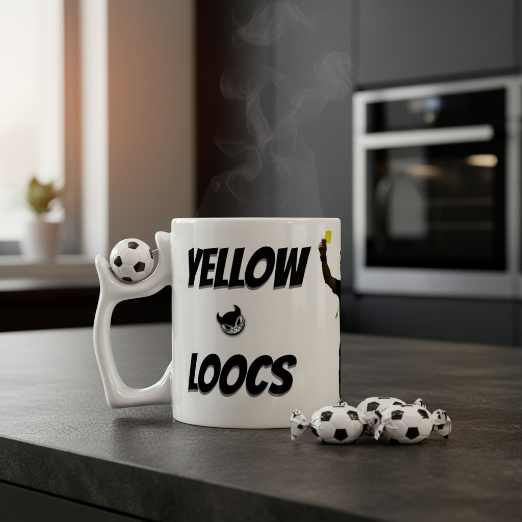 Referee mug with “Yellow Looks Good on You” print. Ayrini Studio.