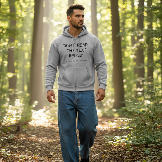 Funny text print unisex hoodie, casual streetwear by Ayrini Studio.  