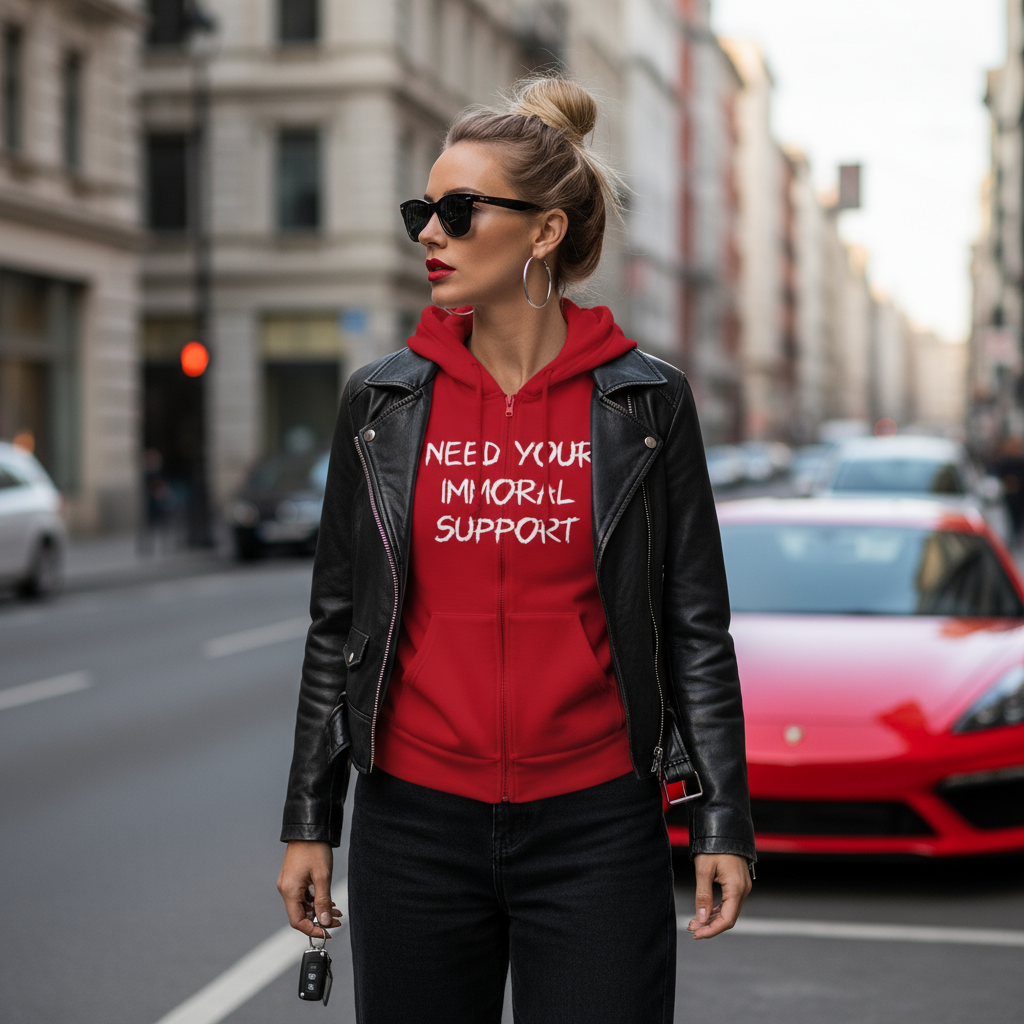 Funny text print unisex hoodie, casual streetwear by Ayrini Studio.