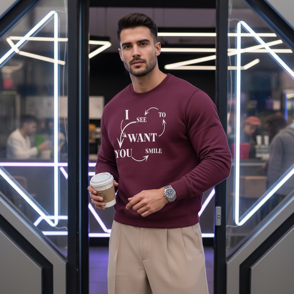 Funny quote print unisex sweatshirt, cozy minimalist design by Ayrini Studio.  