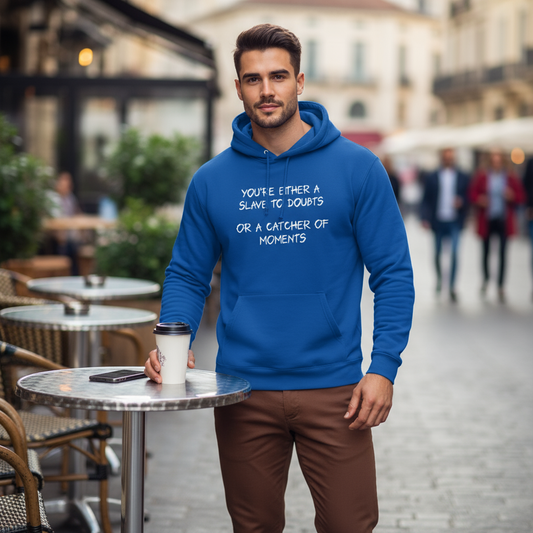 Unisex hoodie with motivational quote print. Ayrini Studio.  