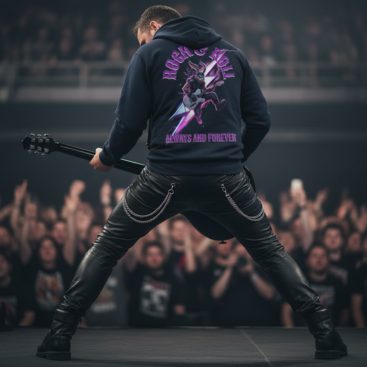 Unisex hoodie with rock-style print. Ayrini Studio. 